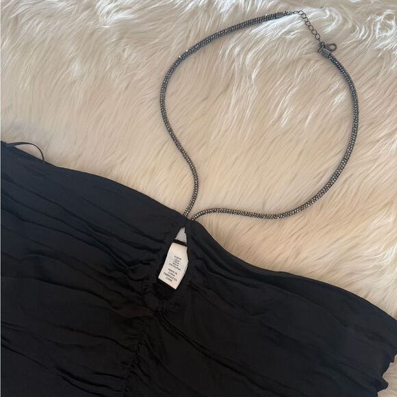 Black rhinestone Ruched Halter Top - Picture 7 of 8